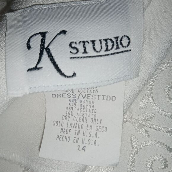 Vintage K Studio Cream 2 Button Open Embroidered Formal Jacket Size 14 - Picture 6 of 7